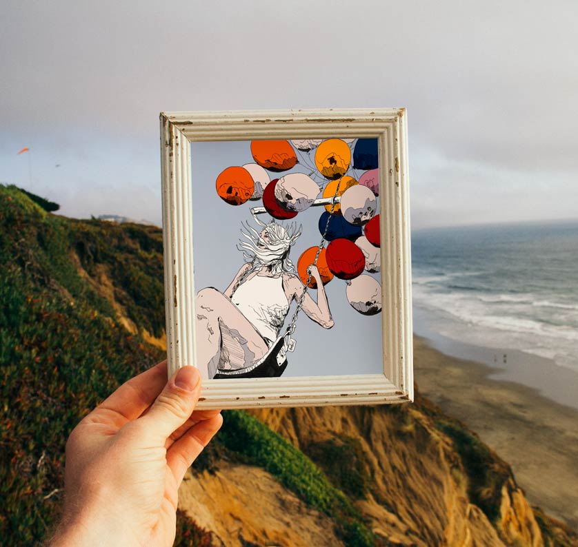 "Freedom", dessin à l'encre de Chine et mise en couleur numérique, par Vanja BASIC, graphiste et illustratrice à Bordeaux