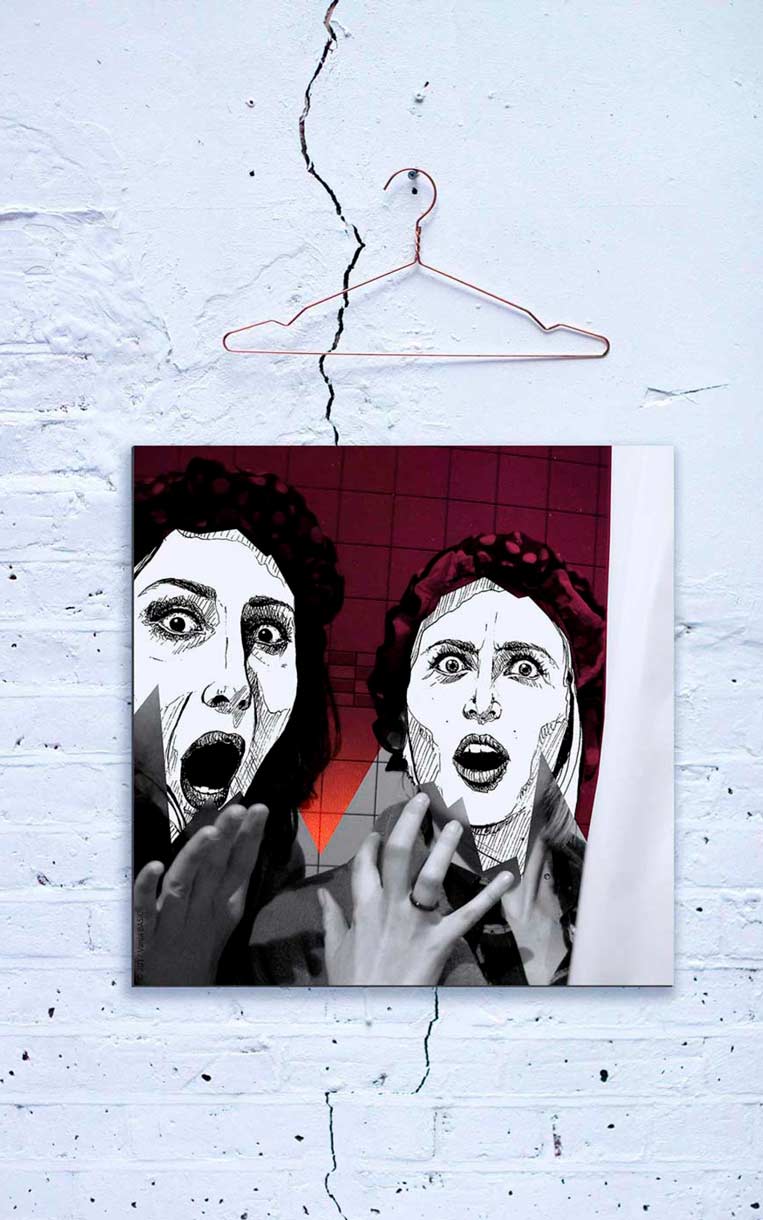 "MTL Madness", dessin à l'encre de Chine et collage numérique, par Vanja BASIC, graphiste et illustratrice à Bordeaux