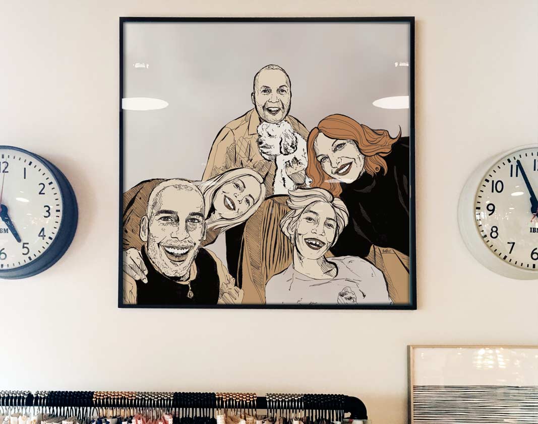 "Les Milanović", dessin à l'encre de Chine et mise en couleur numérique