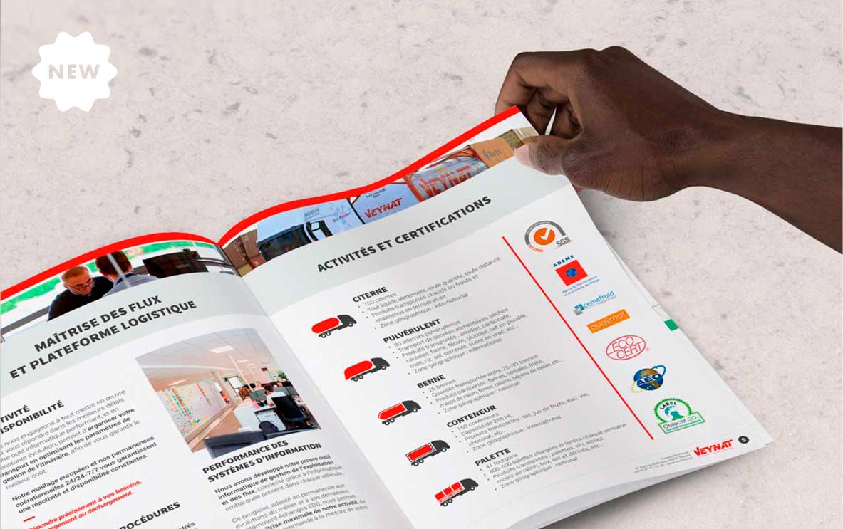 Brochure commerciale pour Veynat, par Vanja BASIC, graphiste et illustratrice à Bordeaux