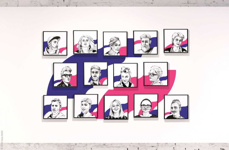 Portraits dessinés pour l’équipe de La Nef