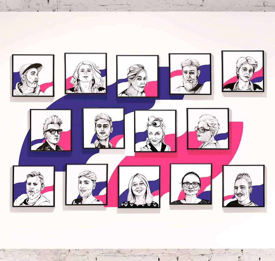 Portraits d’équipe pour La Nef, par Vanja BASIC, graphiste et illustratrice à Bordeaux
